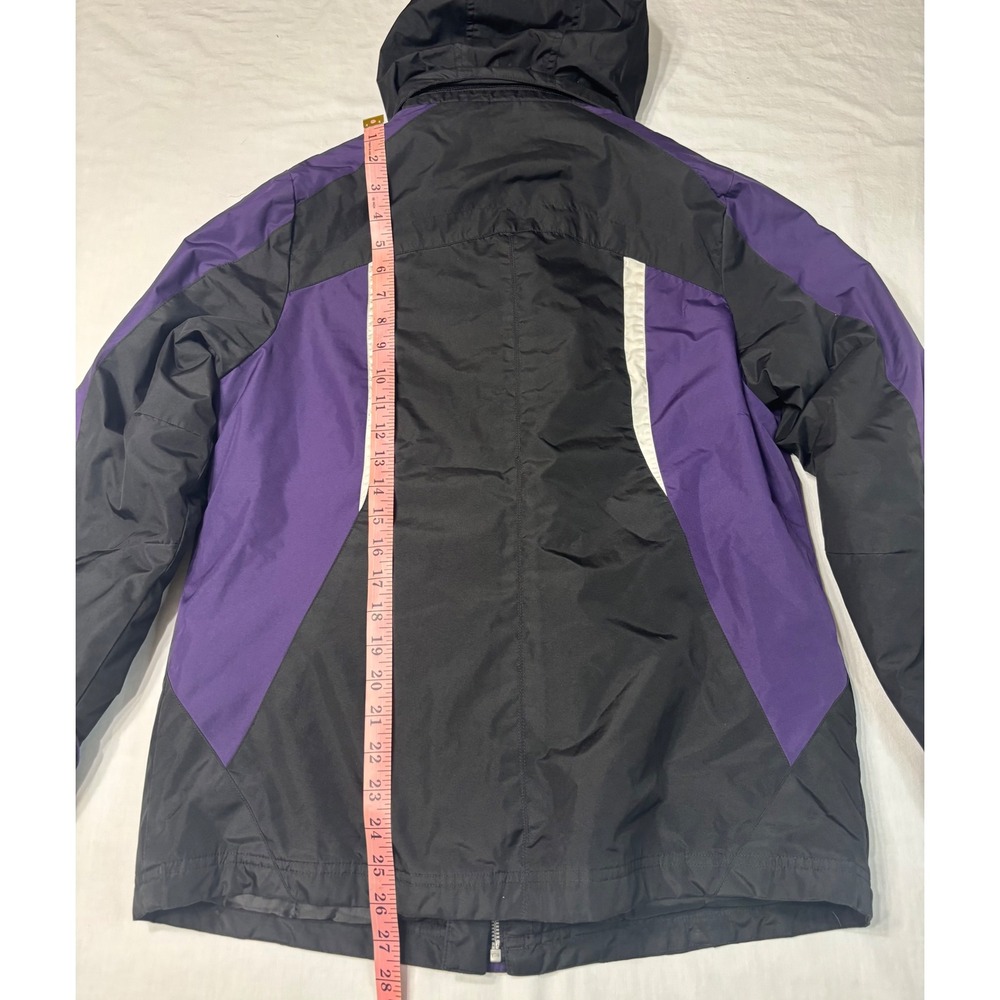 St Johns Bay 3-in-1 Systems Jacket Womens Small Black Purple Hooded Puffer Liner - Picture 6 of 13